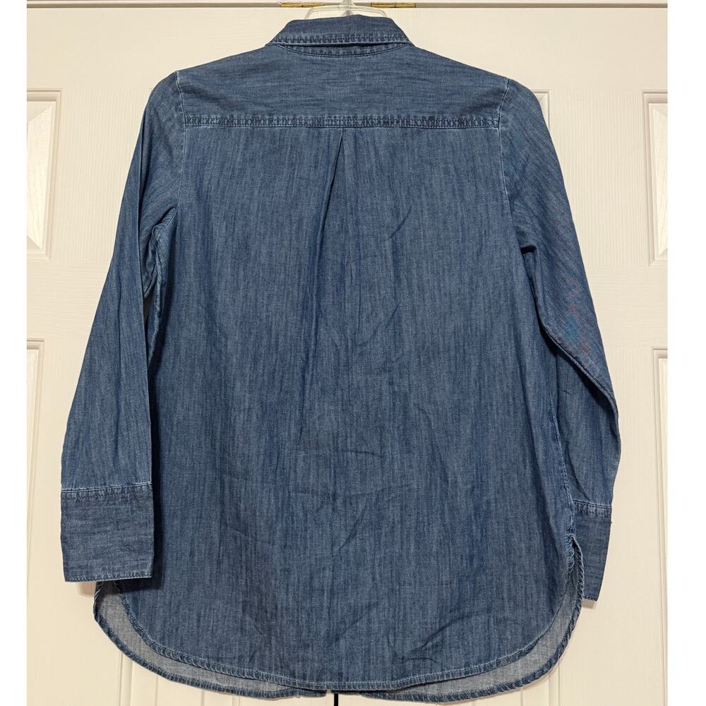 Talbots Longline Denim-Colored Button-Up Shirt, Size S - Picture 2 of 4